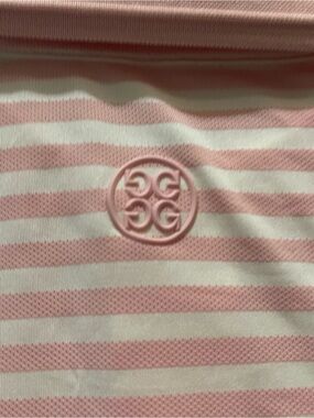 G/FORE Performance Stripe Polo Shirt Pink White Short Sleeve M Mens